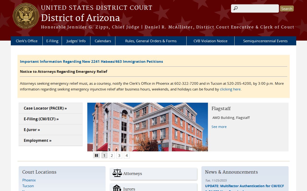 Pinal County previous residents federal court records source
