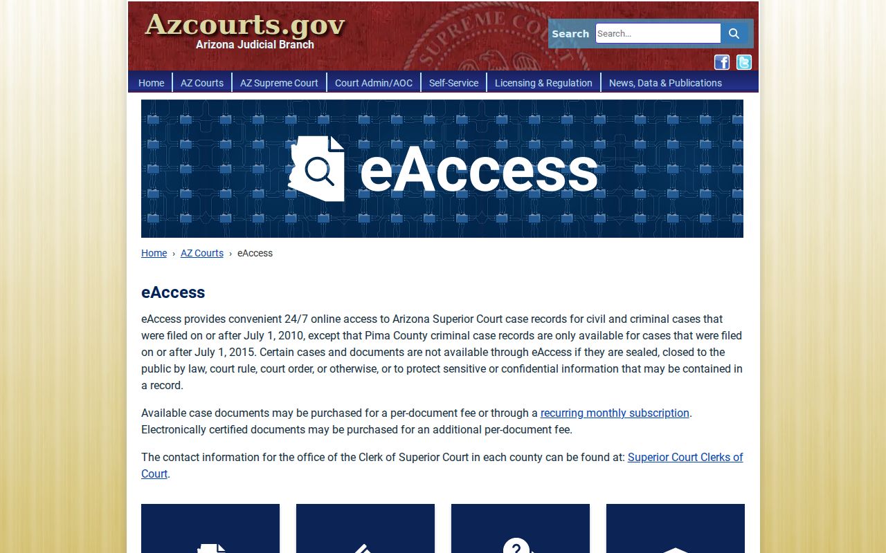 Pinal County resident lookup through Arizona Superior Court eAccess