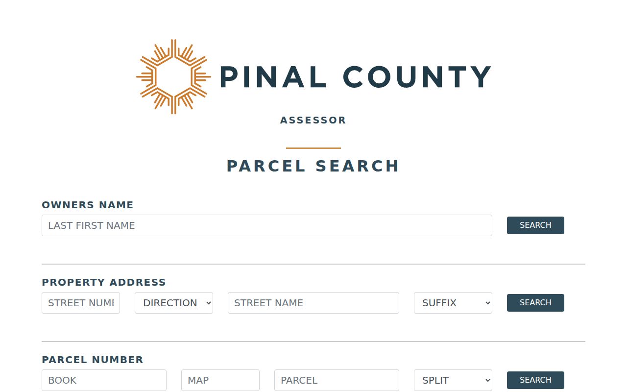 Pinal County street directory assessor parcel and address search